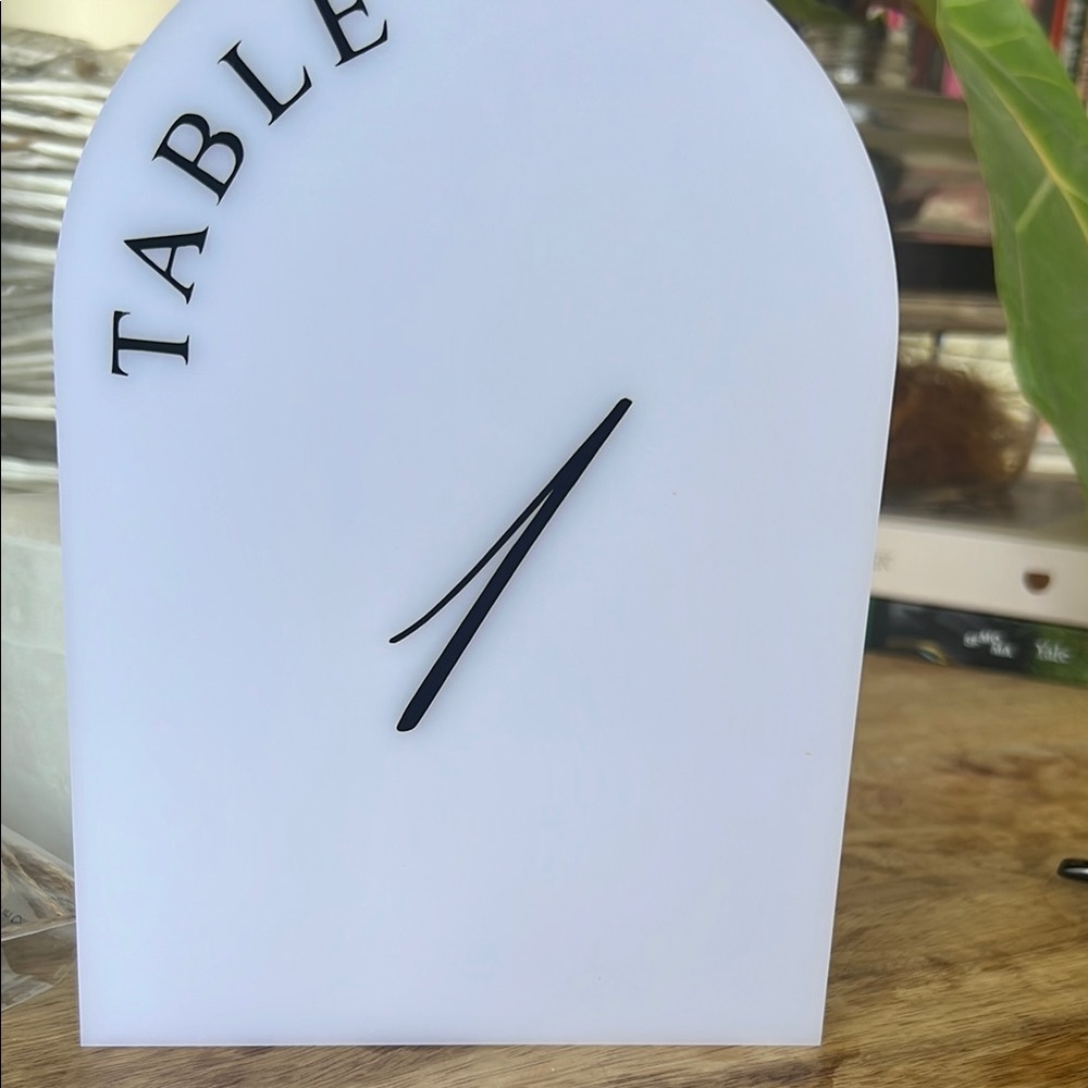 Elegant White Table Number Sign